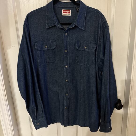 Vintage Wrangler Shirt‎ Men's Large Denim Long Sleeve Western Button Up - Picture 1 of 6